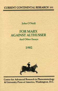 Paperback For Marx Against Althusser: And Other Essays, Current Continental Research Book