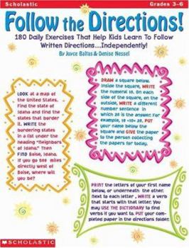 Paperback Follow the Directions! (Grades 3-6): 180 Daily Exercises That Help Kids Learn to Follow Written Directions . . . Independently! Book