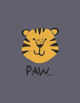 Paw: Tiger on purple cover and Dot Graph Line Sketch pages, Extra large (8.5 x 11) inches, 110 pages, White paper, Sketch, Draw and Paint