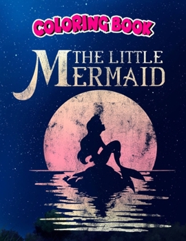 Paperback Coloring Book: The Little Mermaid Ariel Rock Moon Silhouette T-, Children Coloring Book, 100 Pages to Color Book