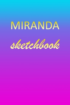 Paperback Miranda: Sketchbook - Blank Imaginative Sketch Book Paper - Pink Blue Gold Custom Letter M Personalized Cover - Teach & Practic Book