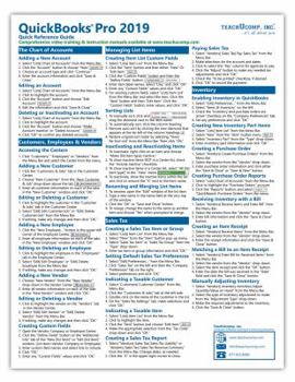 Pamphlet QuickBooks Pro 2019 Quick Reference Training Card - Laminated Tutorial Guide Cheat Sheet (Instructions and Tips) Book
