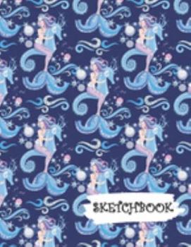 Paperback Sketchbook: Fantasy Mermaid & Seahorse Fun Framed Drawing Paper Notebook Book