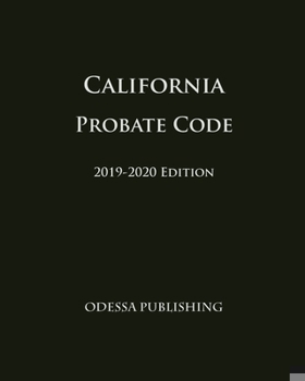 Paperback California Probate Code 2019-2020 Edition Book