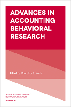 Hardcover Advances in Accounting Behavioral Research Book
