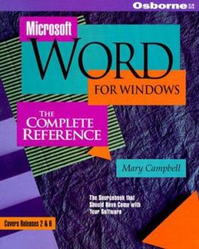 Paperback Microsoft Word for Windows: The Complete Reference Book