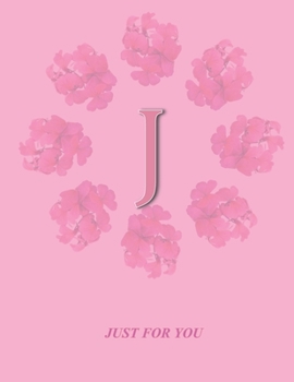 Paperback J: Monogram Initial J Letter Ruled Notebook for Women, Girl and School, Pink Floral Cover 8.5'' x 11'', 100 pages Book