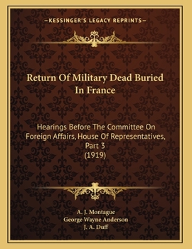 Paperback Return Of Military Dead Buried In France: Hearings Before The Committee On Foreign Affairs, House Of Representatives, Part 3 (1919) Book