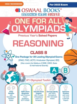 Paperback Oswaal One For All Olympiad Previous Years' Solved Papers, Class-8 Reasoning Book (For 2023 Exam) Book