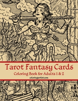 Paperback Tarot Fantasy Cards Coloring Book for Adults 1 & 2 Book