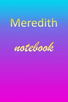 Meredith: Blank Notebook | Wide Ruled Lined Paper Notepad | Writing Pad Practice Journal | Custom Personalized First Name Initial M Blue Purple Gold ... Homeschool & University Organizer Daybook