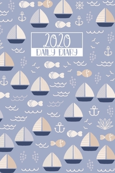 2020 Daily Diary: A5 Day on a Page to View Full DO1P Planner Lined Writing Journal | Cornflower Blue Seaside Sailing Boats Fish Beach Pattern (2020 Daily Diaries)