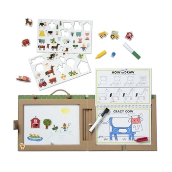 Melissa & Doug Natural Play: Play, Draw, Create Reusable Drawing & Magnet Kit – Farm (45 Magnets, 5 Dry-Erase Markers, Great Gift for Girls and Boys – Best for 3, 4, 5, 6, 7 and 8 Year Olds)