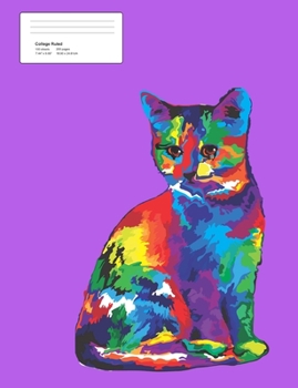 Paperback Rainbow Kitty: College Ruled Composition Notebook 200 pages Book