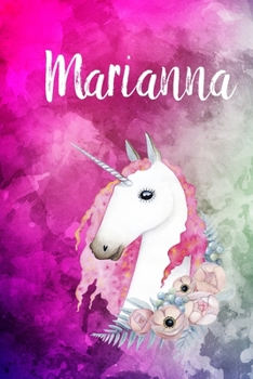 Marianna: Cute Unicorn Notebook Writing Journal for Girls,6x9 dimension|121pages,Personalized With Name,  Personalized Writing Journal,Notebook for Women and Girls, Personalized Notebook/Journal Gift