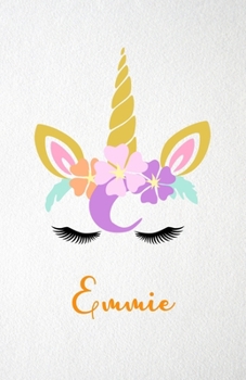 Emmie A5 Lined Notebook 110 Pages: Funny Blank Journal For Lovely Magical Unicorn Face Dream Family First Name Middle Last Surname. Unique Student Teacher Scrapbook/ Composition Great For Home School 