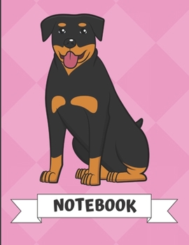 Paperback Notebook: Rottweiler Dog Cartoon on a Pink Diamond Background. Book is Filled with Lined Journal Paper for Notes and Creating Wr Book
