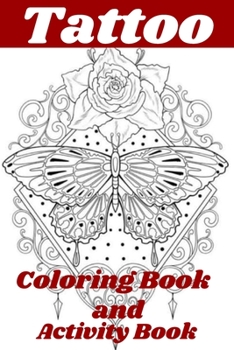 Paperback Tattoo Coloring Book and Activity Book [Large Print] Book