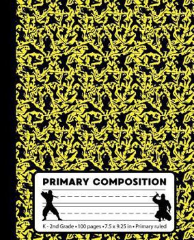 Paperback Primary Composition: Ninja Yellow Marble Primary Composition Notebook for boys or girls K-2. Martial Arts Karate Primary Ruled handwriting Book