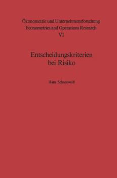 Paperback Entscheidungskriterien Bei Risiko [German] Book