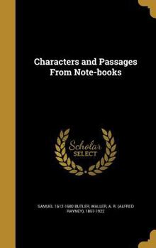 Hardcover Characters and Passages From Note-books Book