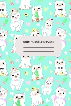 Paperback Baby Alpaca Theme Wide Ruled Line Paper Book