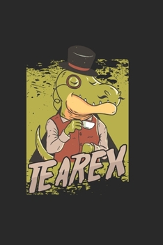 Tearex: Cool Animated T-rex With Tea Design Notebook Composition Book Novelty Gift (6"x9") Dot Grid Notebook to write in