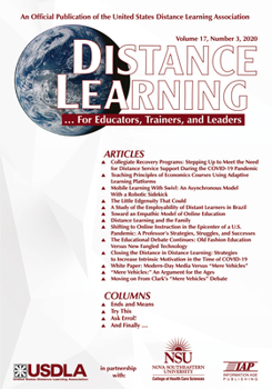 Paperback Distance Learning Vol 17 Issue 3 Book