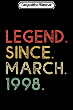 Composition Notebook: Legend Since March 1998 21st Birthday 21 Years Old  Journal/Notebook Blank Lined Ruled 6x9 100 Pages