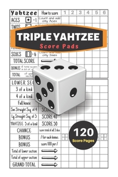 Paperback Triple yahtzee score pads: V.5 Yahtzee Score Cards for Dice Yahtzee Game Set Nice Obvious Text, Small Print 6*9 inch, 120 Score pages Book