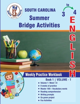 Paperback GRADE 3 TO 4 : SOUTH CAROLINA Summer English Bridge Activities Book