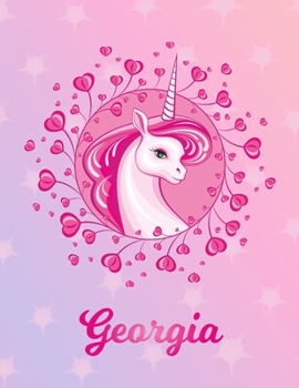 Paperback Georgia: Unicorn Sheet Music Note Manuscript Notebook Paper - Magical Horse Personalized Letter A Initial Custom First Name Cov Book