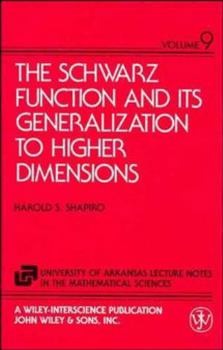 Hardcover Schwarz Function Its Gen To High Dimen Book