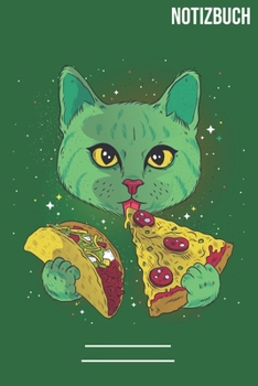 Paperback Notizbuch Liniert Cosmic Cat Pizza Taco: A5 Notizbuch / Notebook - 111 Seiten - Extra Kalender 2020 - Einzigartig - Liniert - Linien - Linie - Geschen [German] Book