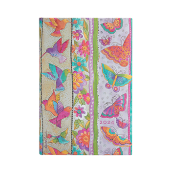 Calendar Paperblanks 2024 Hummingbirds & Flutterbyes Playful Creations 12-Month Mini Horizontal Elastic Band Closure 160 Pg 100 GSM Book