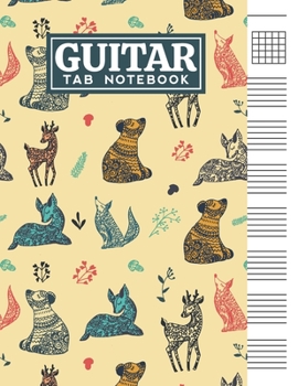 Paperback Guitar Tab Notebook: Blank 6 Strings Chord Diagrams & Tablature Music Sheets with Forest Animals Themed Cover Design Book