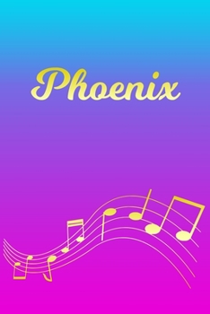 Paperback Phoenix: Sheet Music Note Manuscript Notebook Paper - Pink Blue Gold Personalized Letter P Initial Custom First Name Cover - Mu Book