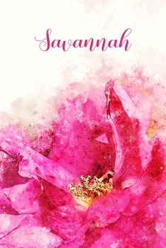 Paperback Savannah: Pink Floral Personalized Name Journal for Women 6x9 Book