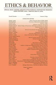 Paperback Control Groups in Psychosocial Intervention Research: A Special Issue of Ethics & Behavior Book