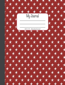 Paperback My Journal: 8.5x11, Standard Lined - White Stars on Red Book