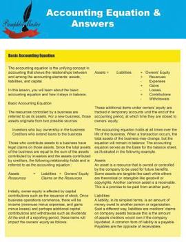 Paperback Accounting Equations & Answers Book