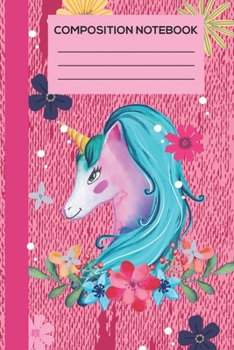 Composition Notebook: Cute Composition Wide Ruled unicorn book For Children,Cute unicorn book Journal For Girl