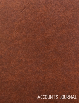 Accounts Journal: Account journal, space for keeping track of cash or check payments, features columns for description, reference, and debit or credit. Brown pretty matte cover.