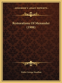 Hardcover Restorations Of Menander (1908) Book