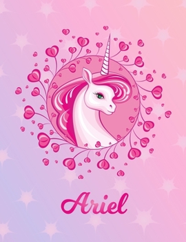 Ariel: Unicorn Sheet Music Note Manuscript Notebook Paper | Magical Horse Personalized Letter N Initial Custom First Name Cover | Musician Composer ... Notepad Notation Guide | Compose Write Songs