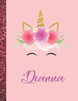 Deanna: Deanna Marble Size Unicorn SketchBook Personalized White Paper for Girls and Kids to Drawing and Sketching Doodle Taking Note Size 8.5 x 11
