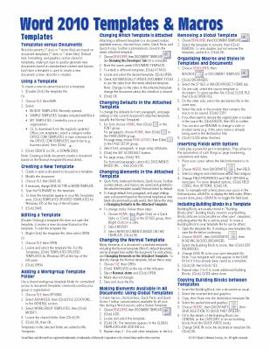 Pamphlet Microsoft Word 2010 Templates & Macros Quick Reference Guide (Cheat Sheet of Instructions, Tips & Shortcuts - Laminated Card) Book