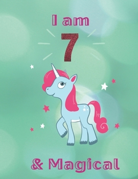 Unicorn SketchBook: I Am 7 & Magical With Unicorn Inside More Space for Sketching and Drawing and Writing Journal for Kids and Girls Marble Size 8.5in x 11in with 110 Pages