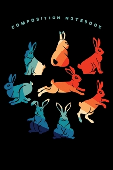 Paperback Composition Notebook: Retro 1970s Style Vintage Rabbit Bunny Lover Lined Notebook Journal Diary 6x9 Book