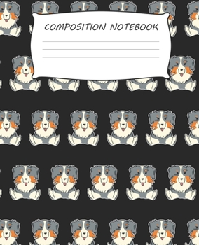 Paperback Composition Notebook: Dog Lover Australian Shepherd Pattern Composition Notebook 100 Wide Ruled Pages Journal Diary Book